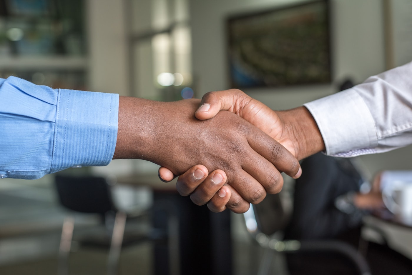 Small business team working together in an open office